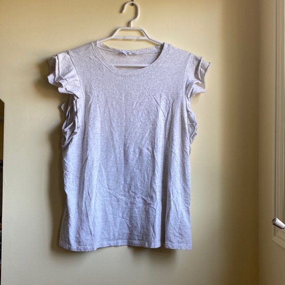 GAP • Light Grey Ruffle Short Sleeve Top - Picture 1 of 5
